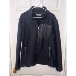 Free Country Mens Full Zip Fleece Jacket Black Size Small Casual Outdoor